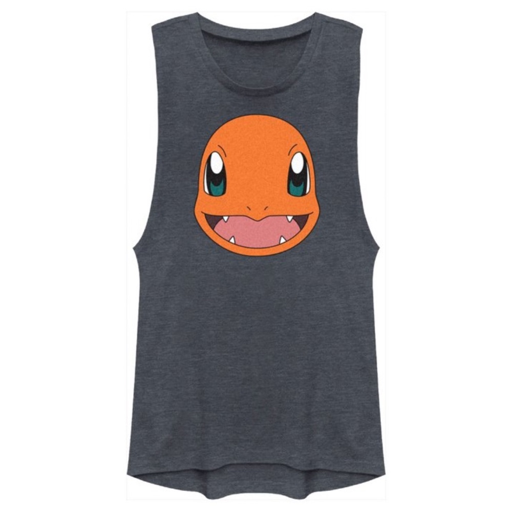 Juniors' Pokemon Charmander Festival Muscle Tank Top - Denim Blue Heather
